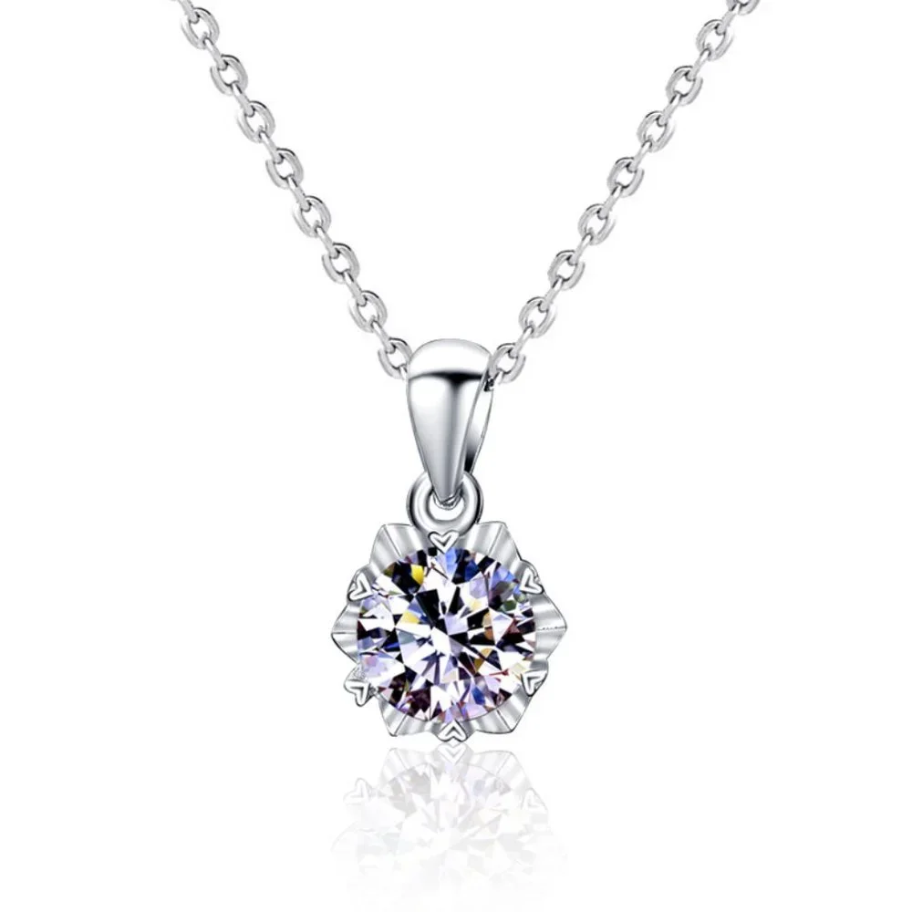 Certified 1ct. t.w. Moissanite Diamond Snowflake Necklace NEW B